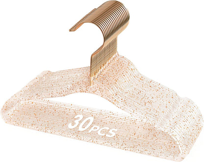 Acrylic Baby Glitter Hangers,11 Inch, Pink, 30 Pcs