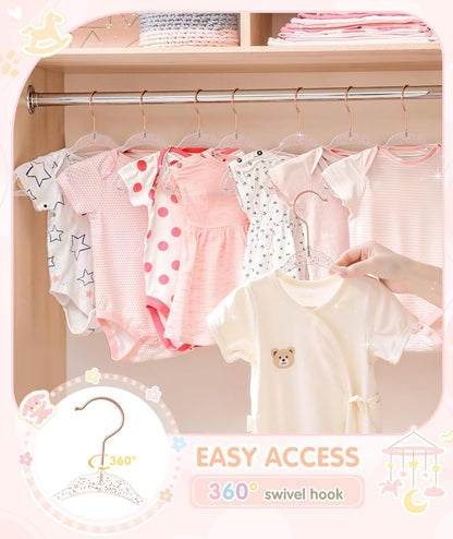 Acrylic Baby Glitter Hangers,11 Inch, Pink, 30 Pcs