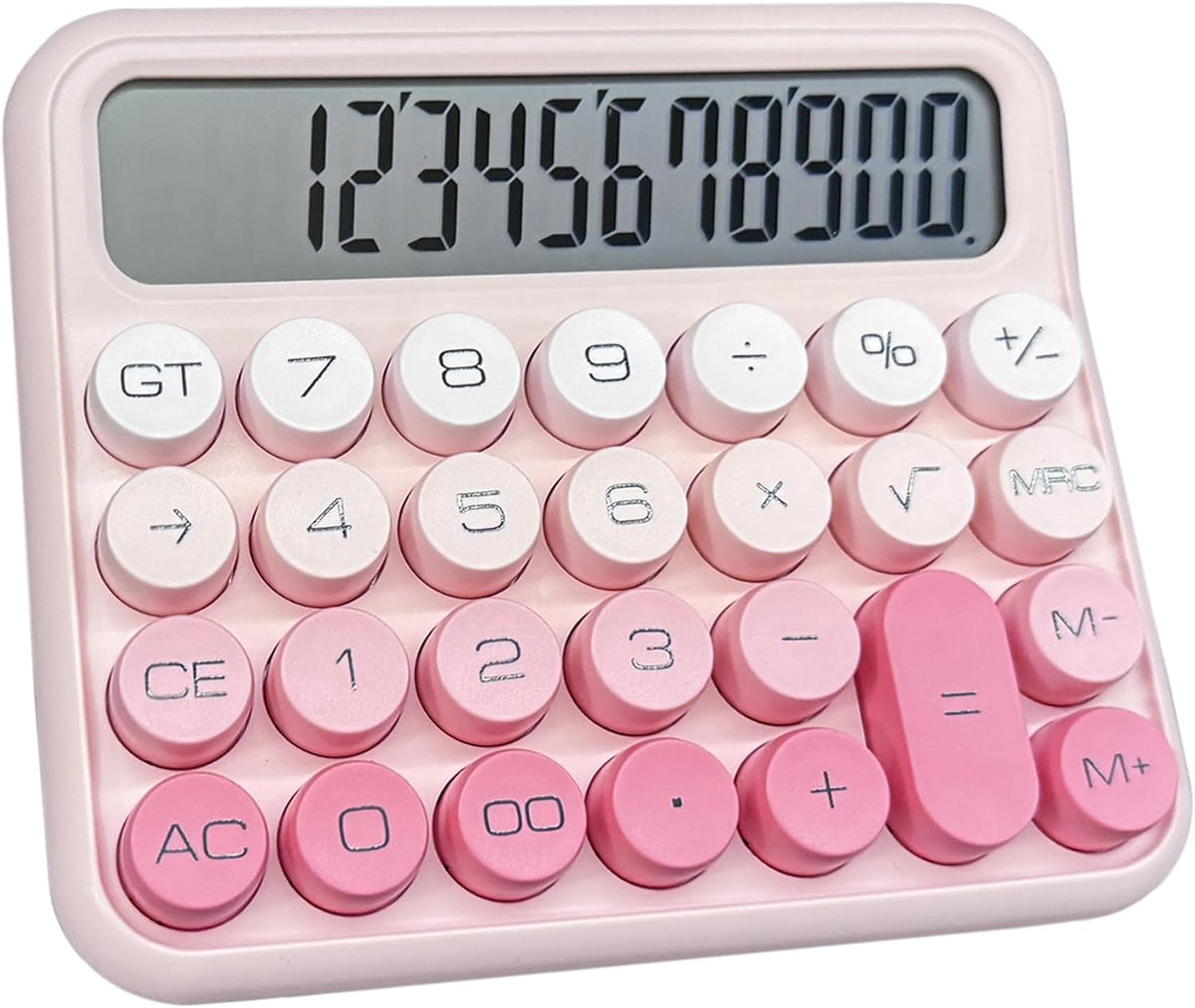 Desk Calculator - 12 Digit Large LCD Display, Big Button Calculator for School, Home & Business Use (Pink Gradient)