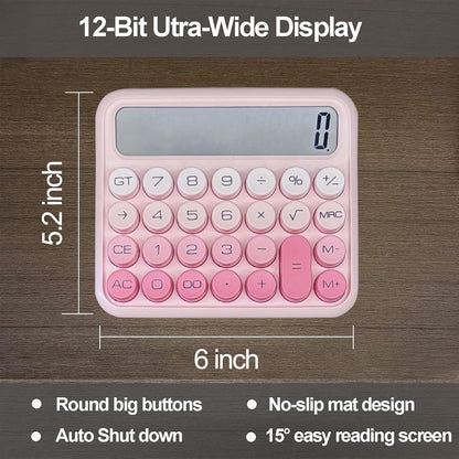 Desk Calculator - 12 Digit Large LCD Display, Big Button Calculator for School, Home & Business Use (Pink Gradient)