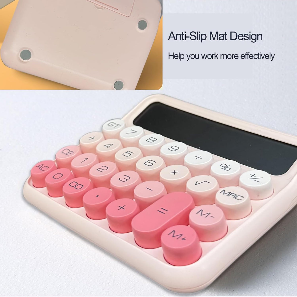 Desk Calculator - 12 Digit Large LCD Display, Big Button Calculator for School, Home & Business Use (Pink Gradient)