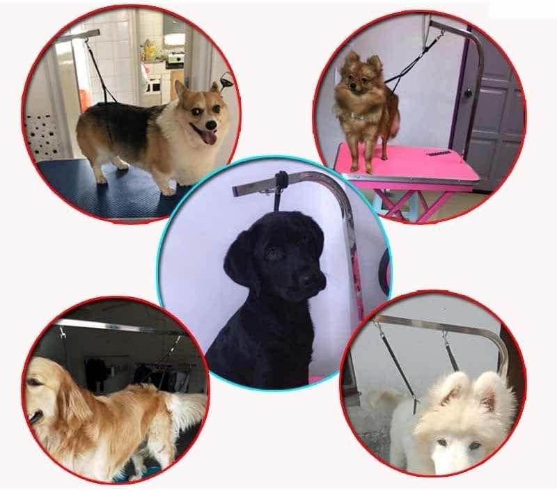 Dog Leash durable Dog Leash Nylon Pets Noose Loop Lock Clip Rope Adjustable Dogs Grooming Table Sling Restraint Ropes Pink 2Pcs