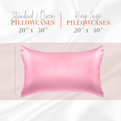 Silky and Luxurious 2-Piece Satin Pillowcase Set for Healthier Skin and Hair, Hidden Zipper Closure and Beautifully Packaged, Satin Pillowcase Set, Standard/Queen, Light Pink