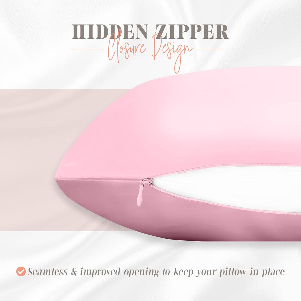 Silky and Luxurious 2-Piece Satin Pillowcase Set for Healthier Skin and Hair, Hidden Zipper Closure and Beautifully Packaged, Satin Pillowcase Set, Standard/Queen, Light Pink