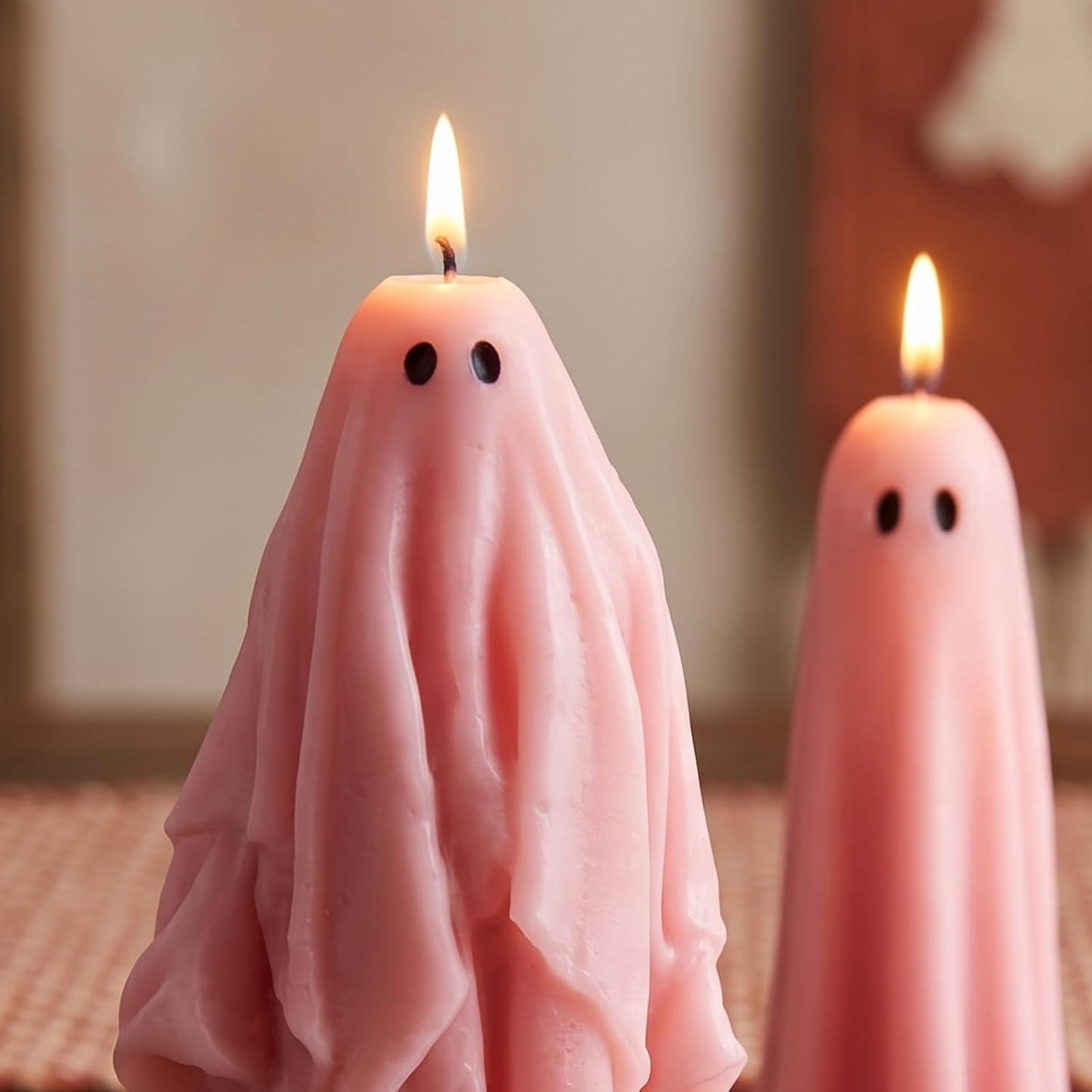 3 Pcs Pink Ghost Candles,Halloween Table Decoration Goth Gift
