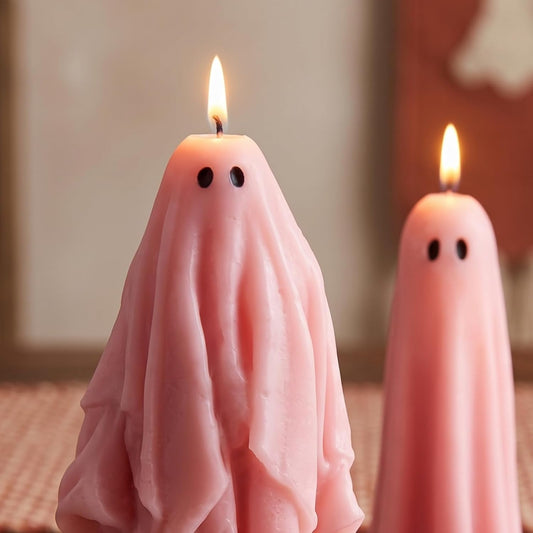3 Pcs Pink Ghost Candles,Halloween Table Decoration Goth Gift
