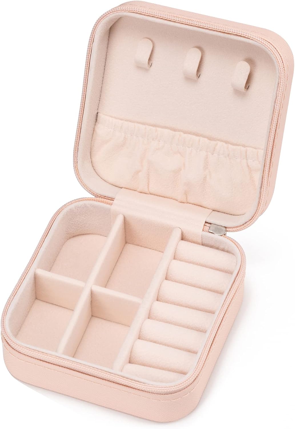 Mini Jewelry Travel Case,Small Jewelry Box,Traveling Jewelry Organizer,Portable Jewellery Storage Holder for Rings Earrings Necklace Bracelet Bangle for Girls Women(Pink - 1 pack)