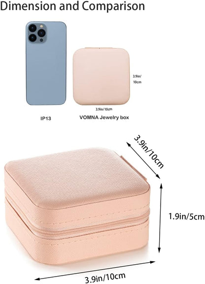 Mini Jewelry Travel Case,Small Jewelry Box,Traveling Jewelry Organizer,Portable Jewellery Storage Holder for Rings Earrings Necklace Bracelet Bangle for Girls Women(Pink - 1 pack)