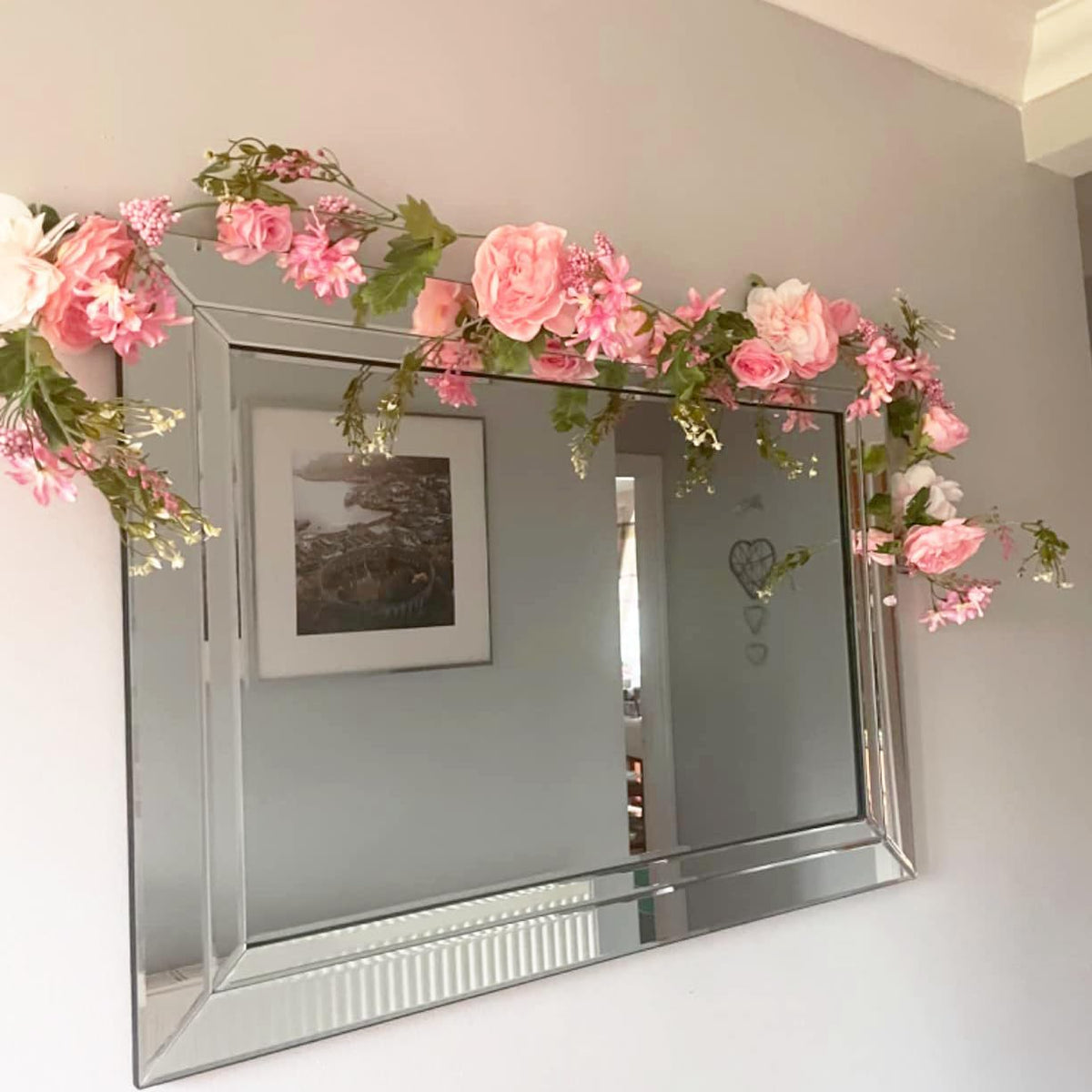 Pink Flower Vine, Peony Garland, Flowers for Backdrop Decoration, 6' Length, Floral Garlands for Wedding Decor Home Table Runner Mantle Decoration