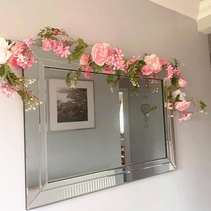 Pink Flower Vine, Peony Garland, Flowers for Backdrop Decoration, 6' Length, Floral Garlands for Wedding Decor Home Table Runner Mantle Decoration