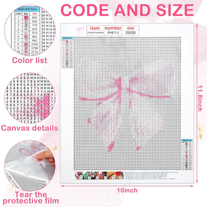 6 Pcs Pink Bow Diamond Art Kits for Adults, 10 x 11.8''