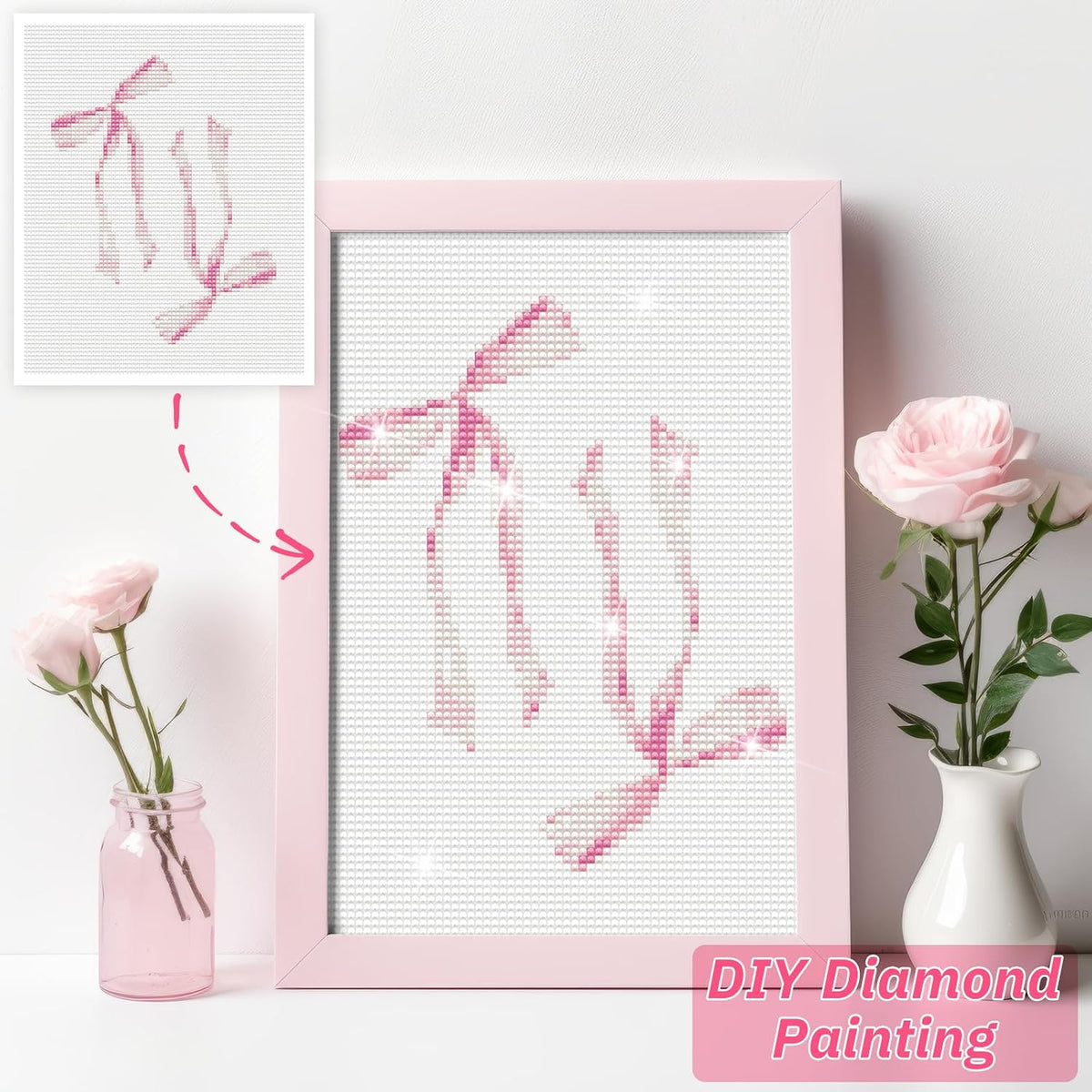 6 Pcs Pink Bow Diamond Art Kits for Adults, 10 x 11.8''