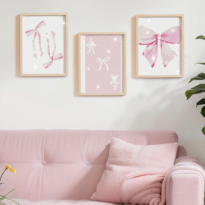 6 Pcs Pink Bow Diamond Art Kits for Adults, 10 x 11.8''