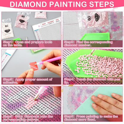 6 Pcs Pink Bow Diamond Art Kits for Adults, 10 x 11.8''