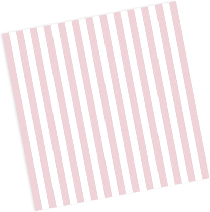 Pale Pink Cocktail Napkins Striped Paper Cocktail Napkins (Non-Toxic Ink) girl baby shower party decorations light pink and White blush Disposable Napkin set (50ct) 5" x 5"
