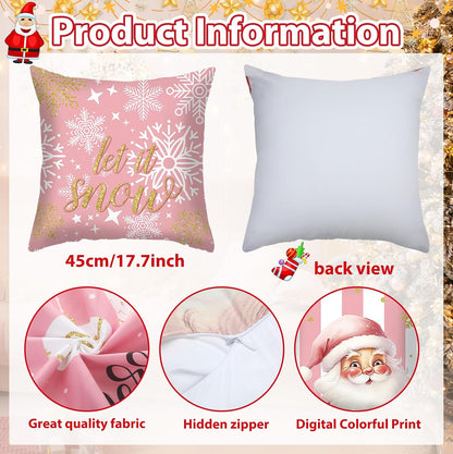 6 Pcs Pillow Covers 18x18 Pink Xmas