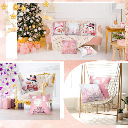 6 Pcs Pillow Covers 18x18 Pink Xmas