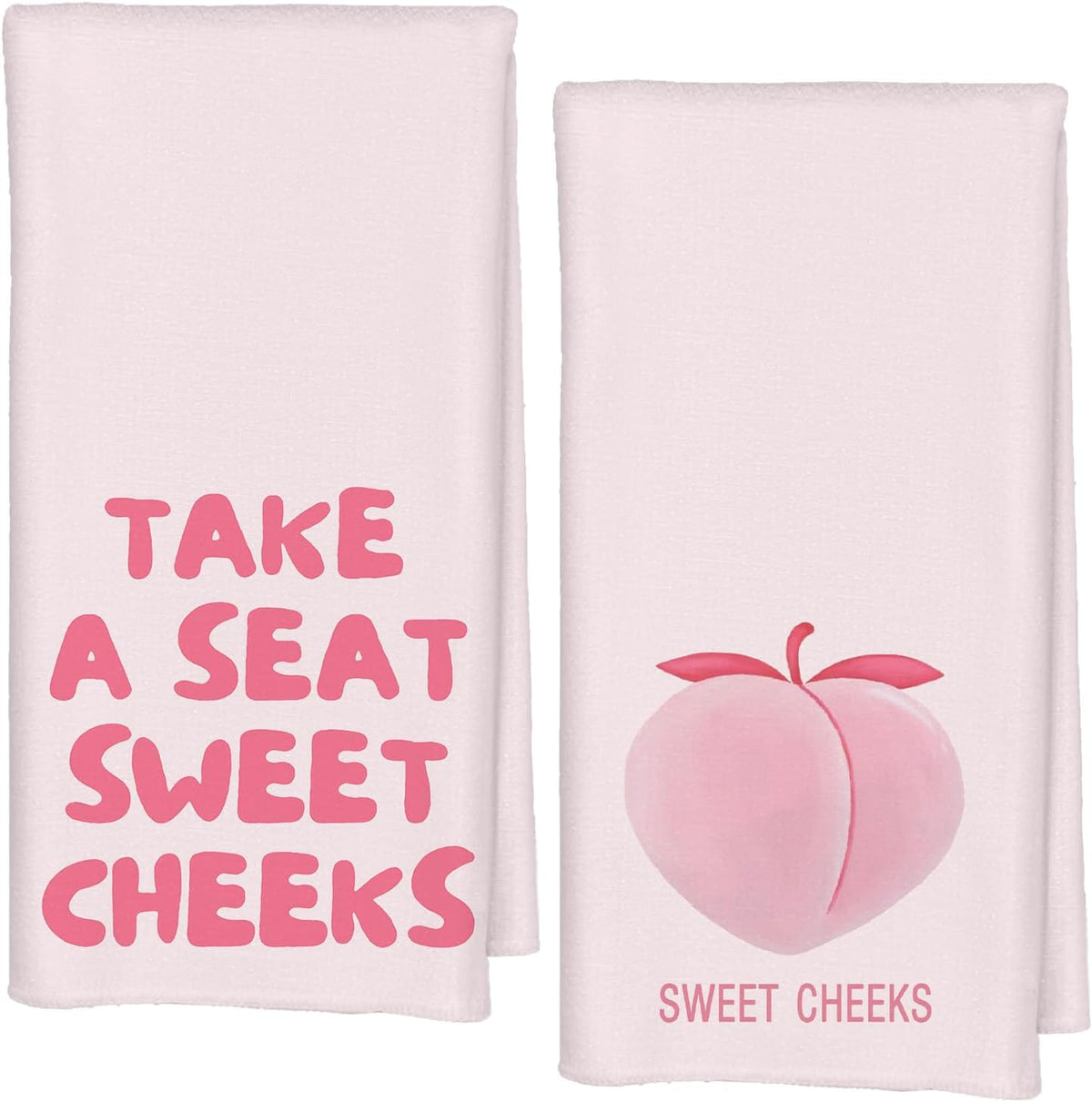 Pink Sweet Cheeks Peach Decorative Bathroom Hand Towels Set of 2, Preppy Pink Girly Aesthetic Hand Towels for Bathroom Washroom Decor,Kitchen 16x24 Inch