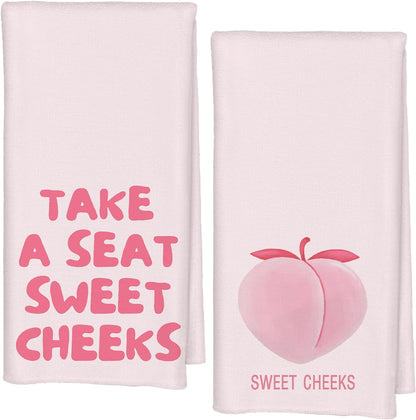 Pink Sweet Cheeks Peach Decorative Bathroom Hand Towels Set of 2, Preppy Pink Girly Aesthetic Hand Towels for Bathroom Washroom Decor,Kitchen 16x24 Inch