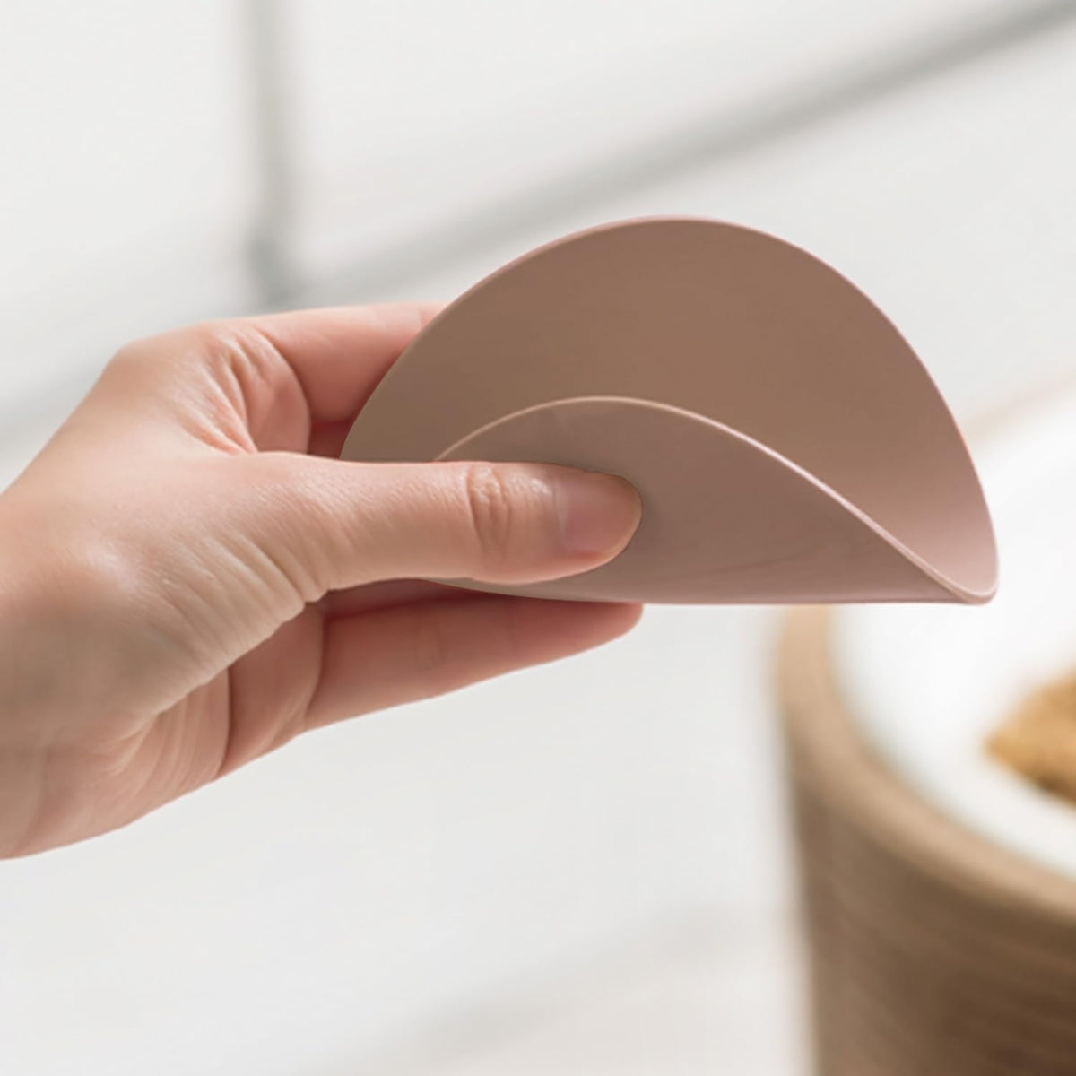 Silicone Cup Cover Lids, 4.3 Inch, 2 Pack - Pink Beige
