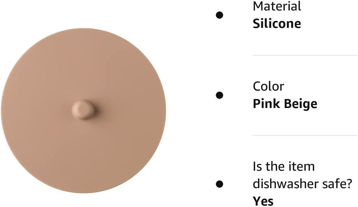Silicone Cup Cover Lids, 4.3 Inch, 2 Pack - Pink Beige