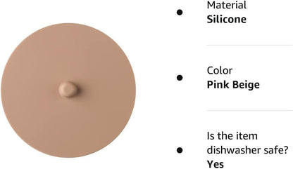 Silicone Cup Cover Lids, 4.3 Inch, 2 Pack - Pink Beige