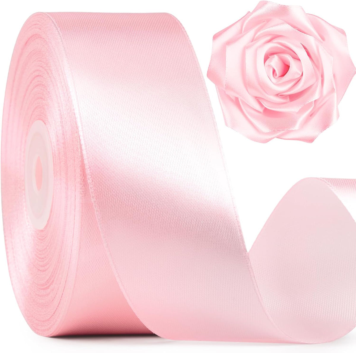 Baby Pink Satin Ribbon, 1-1/2 Inch, 50 Yards