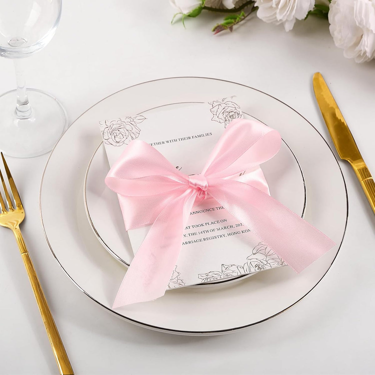 Baby Pink Satin Ribbon, 1-1/2 Inch, 50 Yards