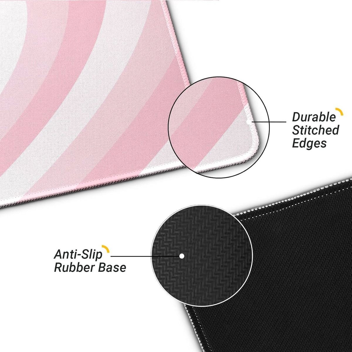 Gaming Mouse Pad with Non-Slip Base, Cute Mouse Mat with Stitched Edges for Keyboard and Mouse, Large Anime Mousepad for Computer, 31.5 x 11.8 inches (Pink Heart)