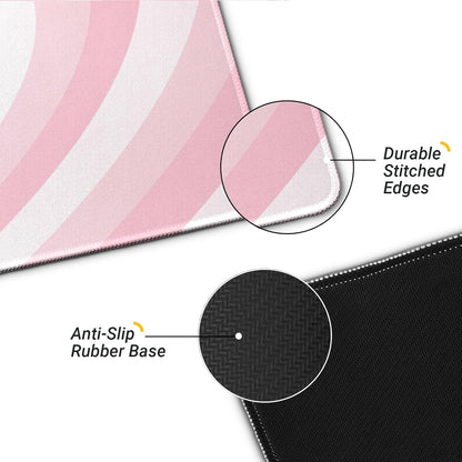 Gaming Mouse Pad with Non-Slip Base, Cute Mouse Mat with Stitched Edges for Keyboard and Mouse, Large Anime Mousepad for Computer, 31.5 x 11.8 inches (Pink Heart)