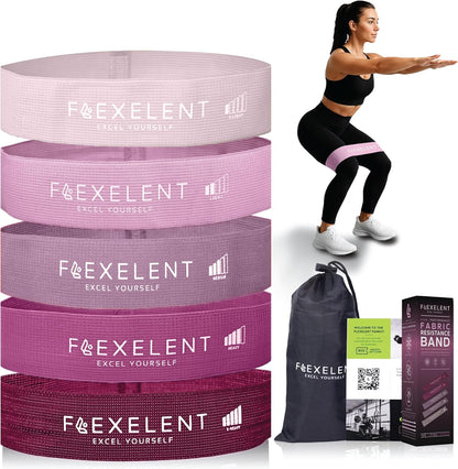 Short Fabric Resistance Bands for Working Out, 5 Strength Levels