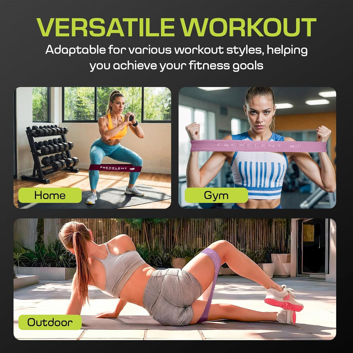 Short Fabric Resistance Bands for Working Out, 5 Strength Levels
