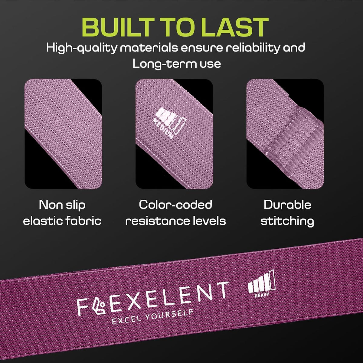 Short Fabric Resistance Bands for Working Out, 5 Strength Levels