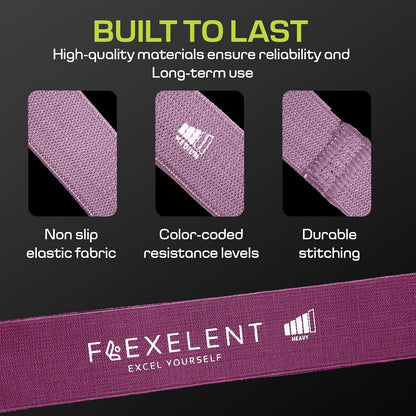 Short Fabric Resistance Bands for Working Out, 5 Strength Levels