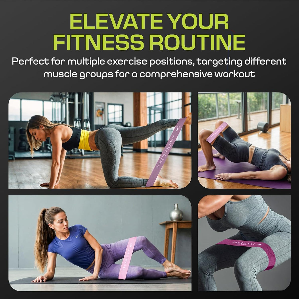 Short Fabric Resistance Bands for Working Out, 5 Strength Levels