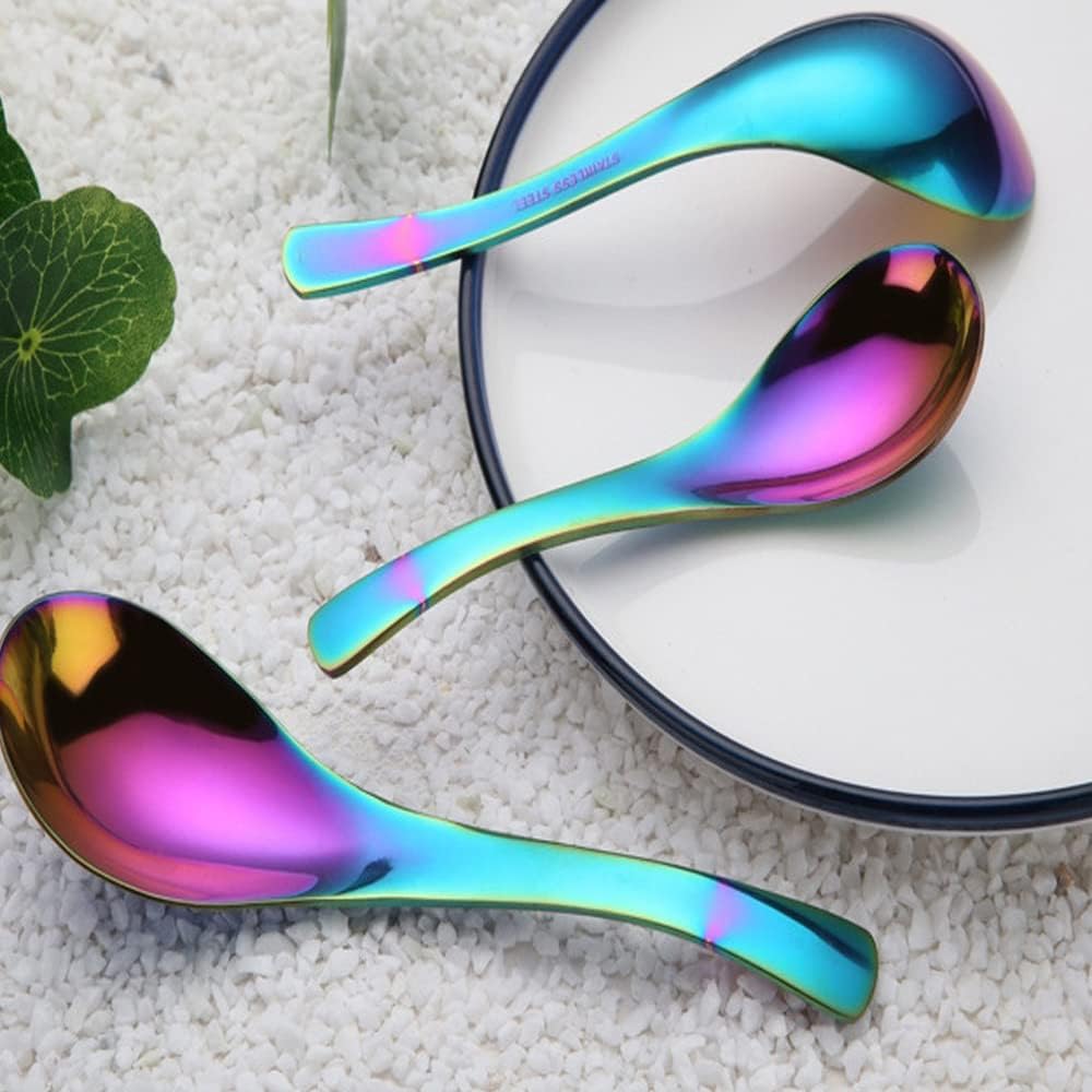 5 PCS Stainless Steel Soup Spoons, Mirror Finish, Kitchen & Dessert Spoons (Rose Gold)