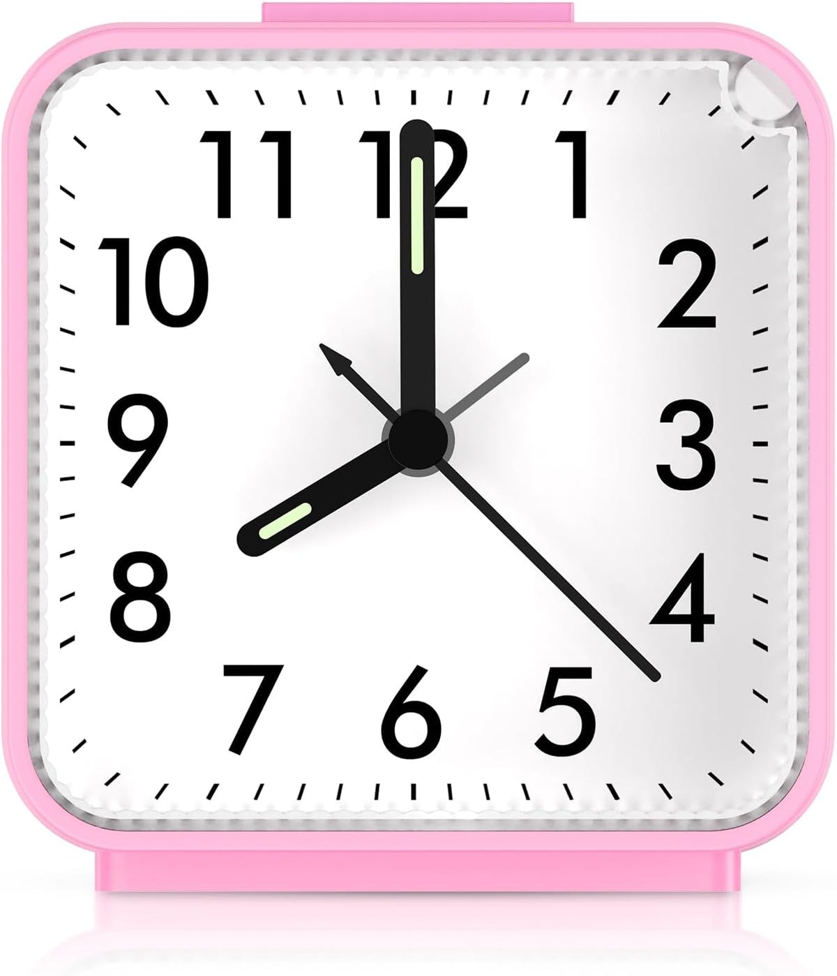 Silent Analog Alarm Clock, Small Battery Operated Clock with Snooze