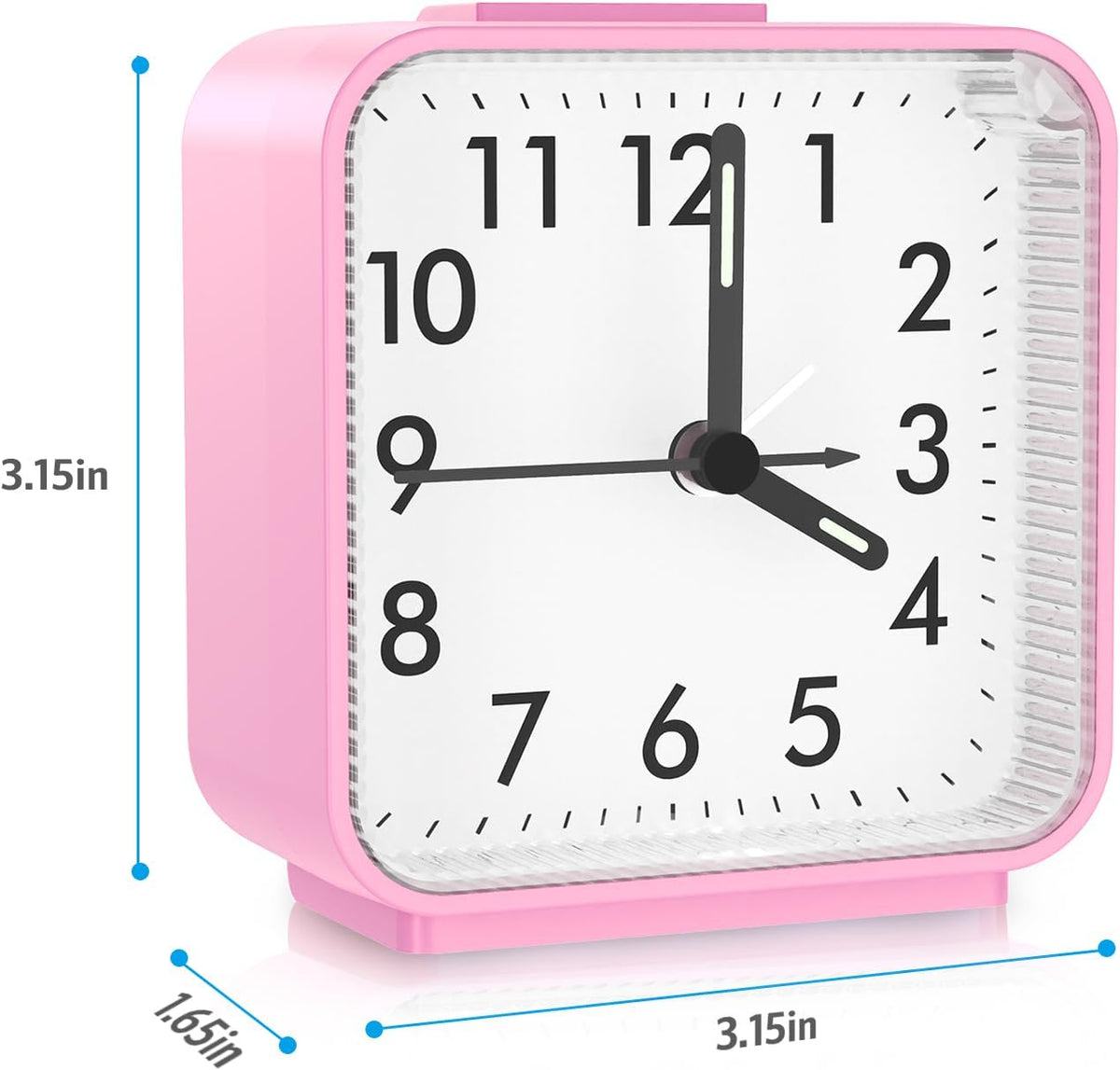 Silent Analog Alarm Clock, Small Battery Operated Clock with Snooze