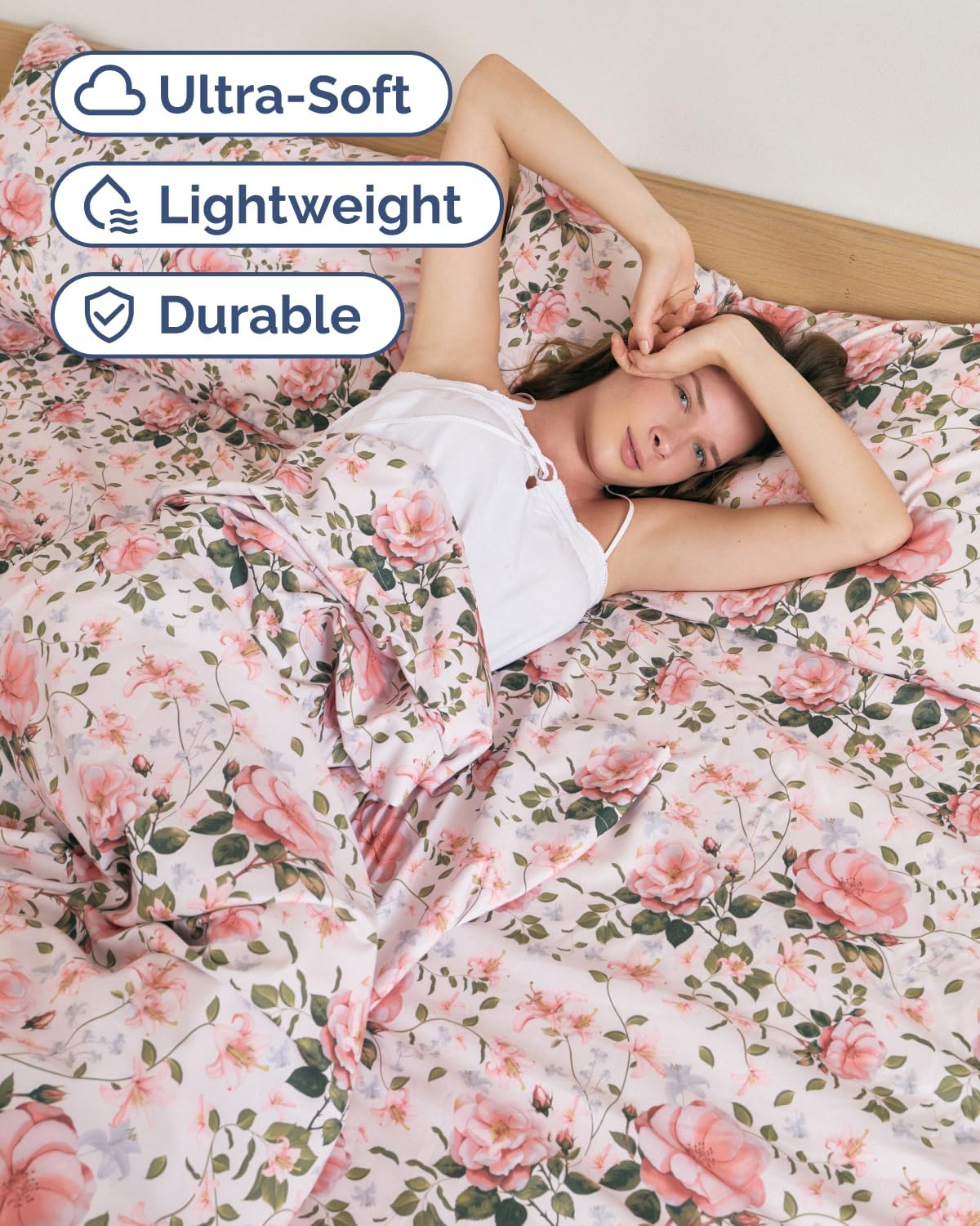 Queen 4 Piece Floral Sheet Set - Soft, Breathable & Cooling - Secret Garden