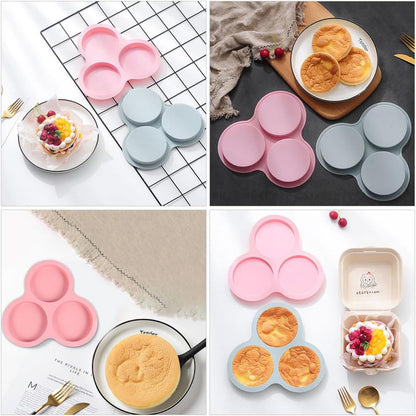 2pcs Silicone Muffin Pan Set Nonstick Small Cake Molds for Baking Desserts, Light Blue and Pink Bakeware for Home Kitchen Use