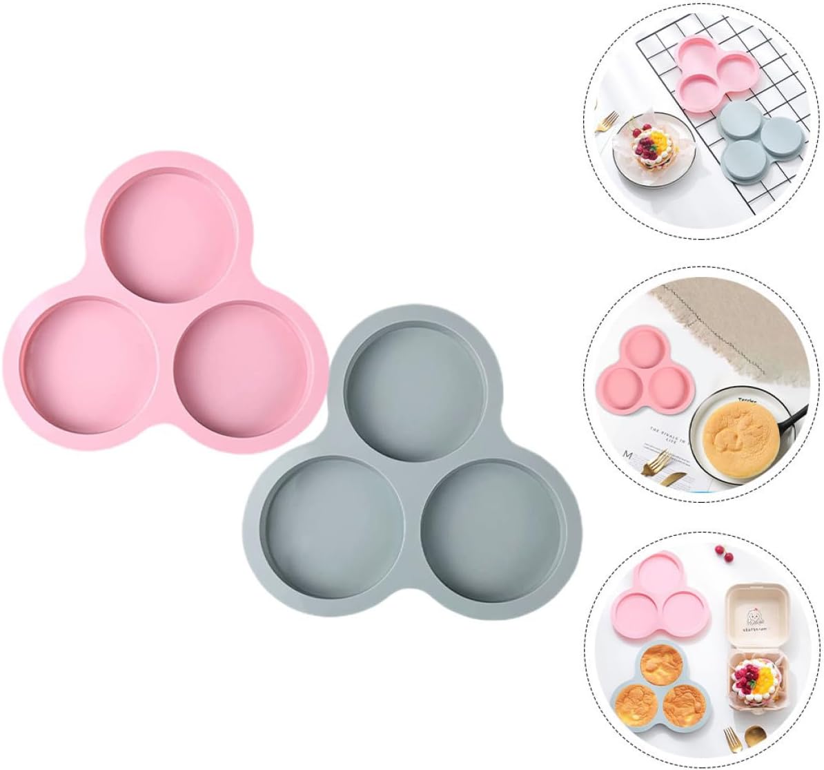 2pcs Silicone Muffin Pan Set Nonstick Small Cake Molds for Baking Desserts, Light Blue and Pink Bakeware for Home Kitchen Use