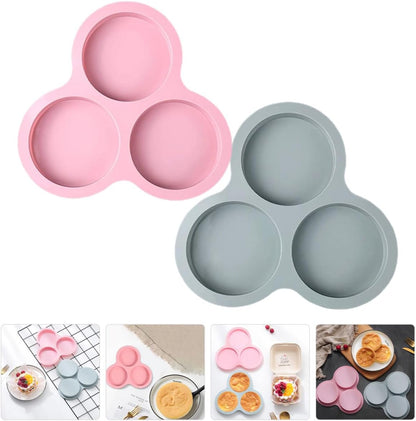 2pcs Silicone Muffin Pan Set Nonstick Small Cake Molds for Baking Desserts, Light Blue and Pink Bakeware for Home Kitchen Use
