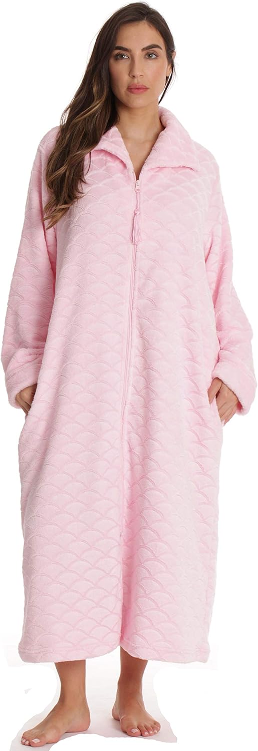 Plush Zipper Lounger Robe for Women