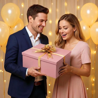 Pink Large Gift Box 1Pcs 15x12x6 inch,luxury Gift Box with Lid for Birthday Christmas Valentine's Day Mother's Day (Includes Pull Bows,Card,Envelope,Filler)