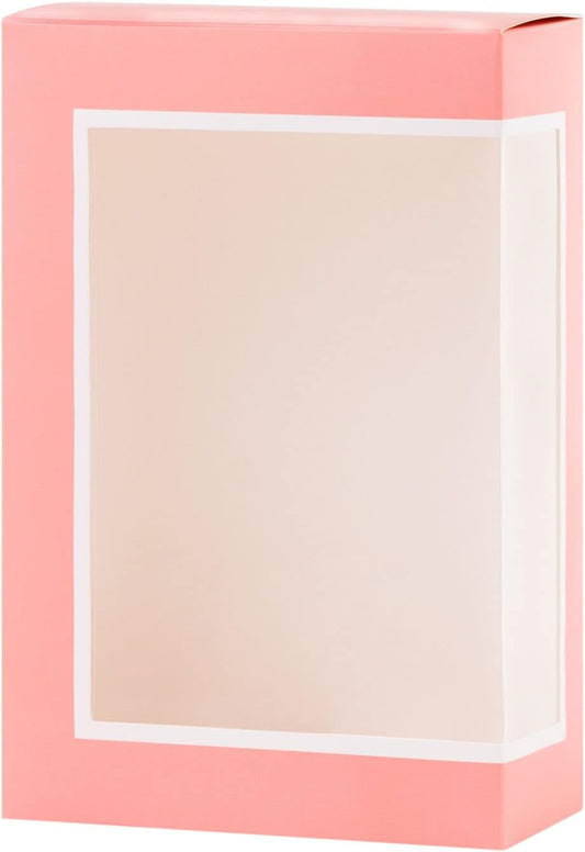 Hammont Cookie Boxes for Gift Giving - 6 Pack-Small Bakery Boxes – Decorative Pastry Boxes with Window, Baby Shower Party Favors, Chocolate Gift Box - Thank You Gift Treat Box 5x 2.5"x7.5" (Pink)