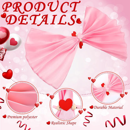 8 Sets Valentine's Day Cloth Napkins and Heart Rings, Wooden Red Pink Napkins Rings Holders for Valentine's Day Wedding Anniversary Dinner Party Table Decoration
