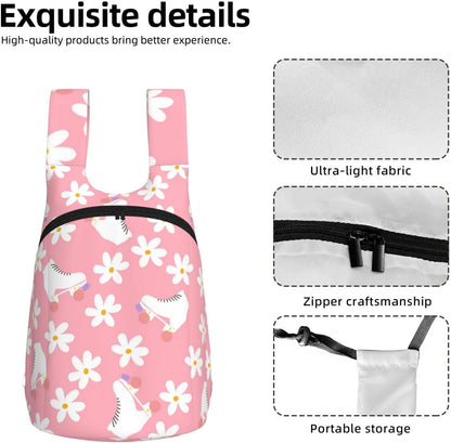 16L Pink Roller Skates Floral Girl Skater Hiking Daypack for Men Women Lightweight Packable Backpack for Travel Camping Outdoor