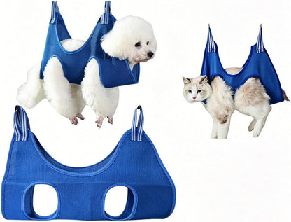 Cat Dog Grooming Hammock for Nail Trimming, Adjustable Pet Restraint Sling with Hook & Loop Straps, Safety Dog Holder for Clipping and Grooming Small Medium Pets (2Pack) (Pink, L)