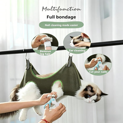 Cat Dog Grooming Hammock for Nail Trimming, Adjustable Pet Restraint Sling with Hook & Loop Straps, Safety Dog Holder for Clipping and Grooming Small Medium Pets (2Pack) (Pink, L)