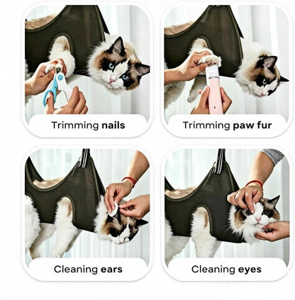 Cat Dog Grooming Hammock for Nail Trimming, Adjustable Pet Restraint Sling with Hook & Loop Straps, Safety Dog Holder for Clipping and Grooming Small Medium Pets (2Pack) (Pink, L)
